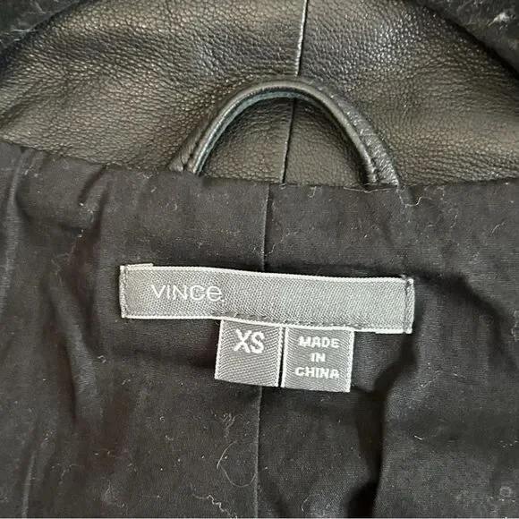 VINCE. Scuba Black 100% Leather Jacket Size XS